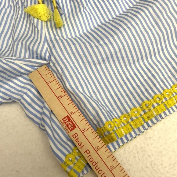 Lilly Pulitzer Size XXS Katia Embroidered Shorts Yellow Blue Peri Swizzle Stripe - Picture 8 of 11
